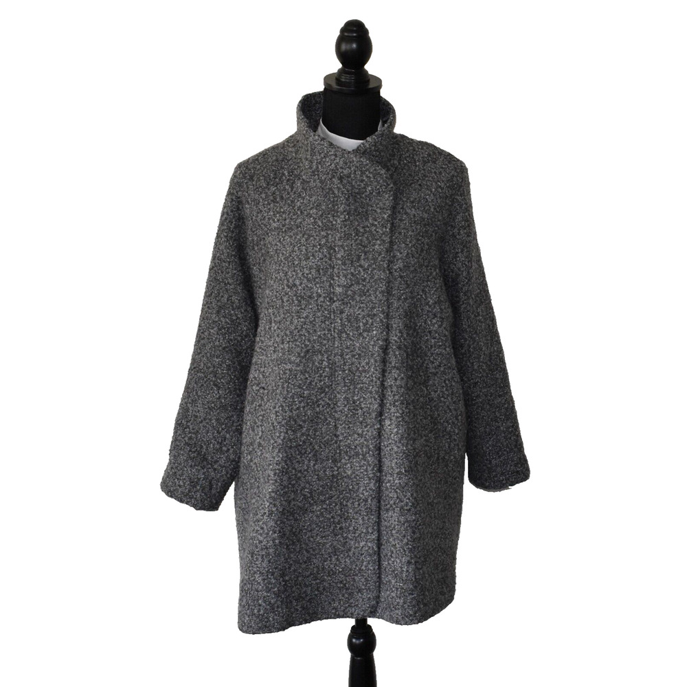 B6 Auth MARINE LAYER Grey Boucle Textured Zip Front Stephanie Cocoon Coat Size L